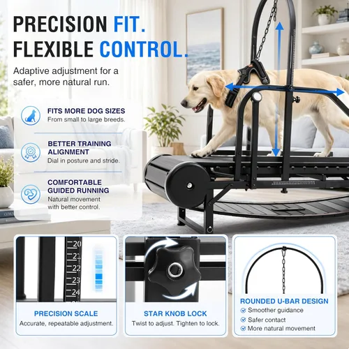 Miniatura 8 de Non-Motorized Dog Treadmill for Large/Medium Dogs with Pedometer, Wide Running Slatmill, Self-Powered with Brake, 5-Level Incline, Heavy Duty
