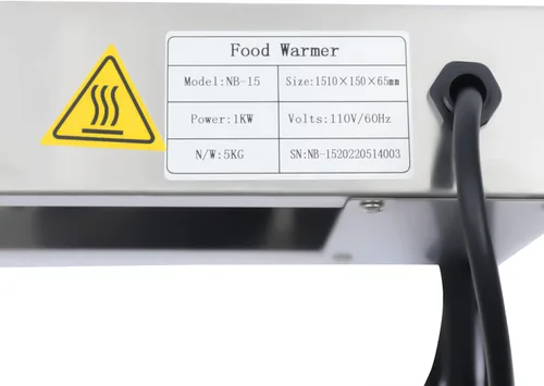 Miniatura 7 de Lámpara de calor de alimentos de 60 pulgadas, calentador de alimentos eléctrico comercial con cable, enchufe y 4 ganchos de montaje