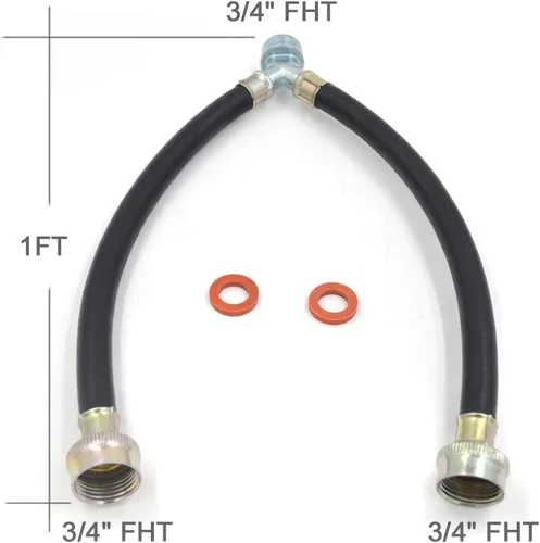 Miniatura 3 de TT FLEX Conector de manguera mezcladora en Y para lavadora de goma, accesorios de 3/4", longitud de 1 pie (12")