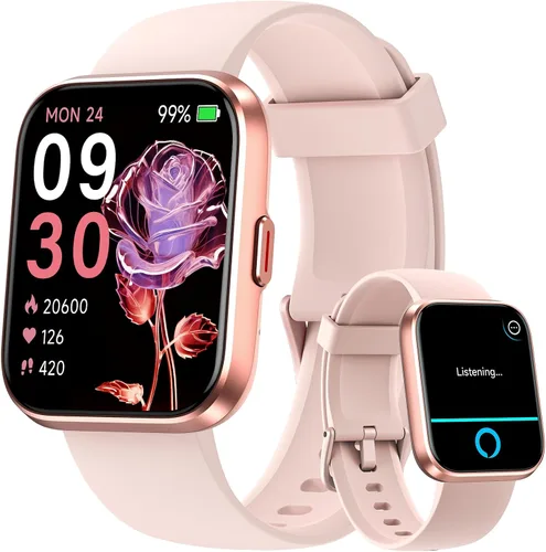 Miniatura 10 de Reloj inteligente aeac para hombres y mujeres, con Alexa incorporada y llamada Bluetooth estable, con monitor de frecuencia cardíaca/SpO2/sueño, 100