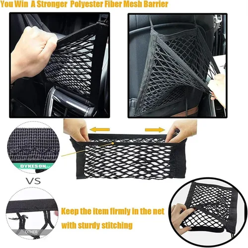 Miniatura 4 de DYKESON Barrera de red para perros con organizador de malla para automóvil para perros y niños, divisor de seguridad con bolsa de almacenamiento