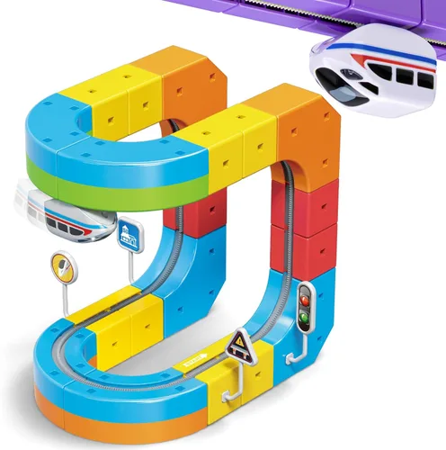 Miniatura 9 de klick - Juego de tren eléctrico de raíles 3D con pista de carreras mágica flexible para niños de 3, 4, 5, 6, 7, 8 años, pista de carreras de autos