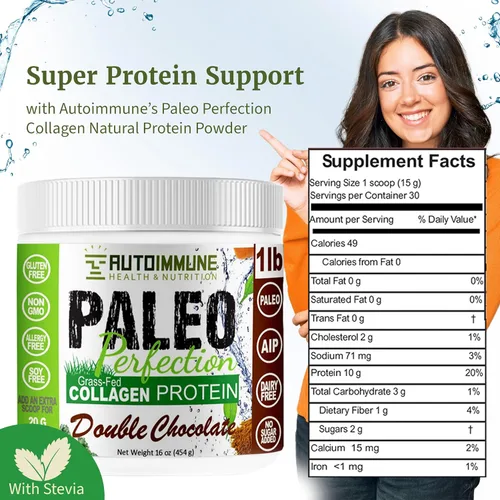 Miniatura 2 de Paleo Perfection - Polvo de proteína de colágeno de carne de res alimentada con pasto de chocolate doble con stevia - Paleo, Keto, SCD, AIP Proteína
