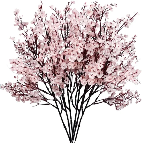 Miniatura 34 de Mandy's 6 paquetes de flores artificiales de aliento de bebé beige marrón 18.5 Inch Silk Gypsophila European Style Modern Home Decor Centerpiece