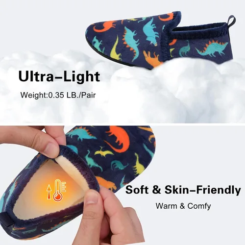 Miniatura 4 de Scurtain Pantuflas unisex para niños grandes, calcetines de lana artificial con suela de goma antideslizante para niños grandes, niñas y niños