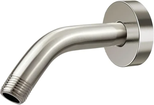 Brazo de ducha con brida, tubo de ducha montado en la pared, adecuado para ducha fija de repuesto y cabezal de ducha de mano (6 pulgadas, níquel