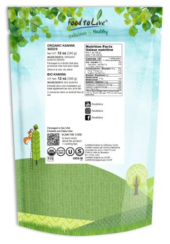 Miniatura 2 de Food to Live Semillas orgánicas de Kaniwa, 12 onzas, grano Canihua sin OMG, Kosher, crudo, vegano, germinable, a granel, rica en proteínas, fibra