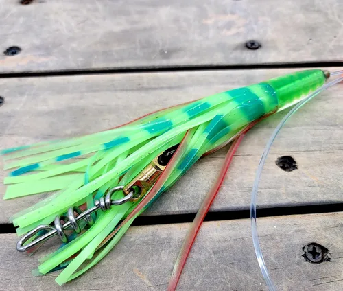 Miniatura 2 de Lobo Lures Add-a-Bird - Señuelo giratorio de arrastre con cadena de margarita, 400 libras y sacacorchos de 750 libras Resplandor verde/LUMO BULLET