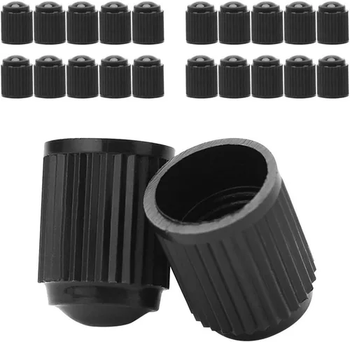 20 tapas universales para válvulas de neumáticos, tapas de vástago de válvula de plástico, color negro, tapas herméticas para automóvil, bicicleta,