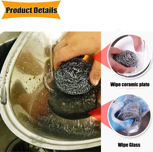 Miniatura 5 de 18 esponjas de acero inoxidable para limpiar utensilios de cocina con mango (paquete de 18)