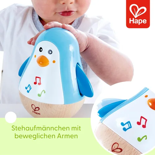 Miniatura 2 de Hape Pingüino Musical Tamborante Pingüino Melodioso Colorido y Tamborante, Juguete Roly Poly para Niños de 6 Meses+, Multicolor, 5' x 2' (E0331)