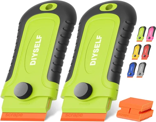 Miniatura 19 de DIYSELF 1 paquete de raspador de hoja de afeitar con 15 cuchillas adicionales, herramienta raspadora para limpiar ventanas, pintura, estufa, horno