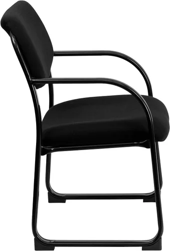 Miniatura 10 de Flash Furniture Silla de recepción lateral ejecutiva de tela negra Richie con base de trineo