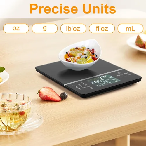 Miniatura 2 de Báscula de alimentos con calculadora nutricional, cálculo de calorías nutricionales de pantalla digital para preparación de comidas, cocina, Negro