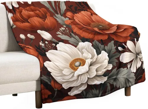 Miniatura 23 de Manta de vellón con estampado botánico de flores de terracota y primavera, manta de franela para el hogar, cama, sofá para niños y adultos, 70 x 80