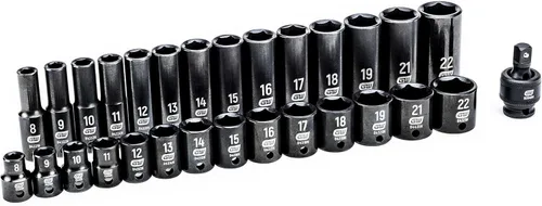 Miniatura 2 de GEARWRENCH 84925N - Juego de llaves de impacto de 3/8 pulgadas de 6 puntos, estándar y profundo, métrico, 29 piezas