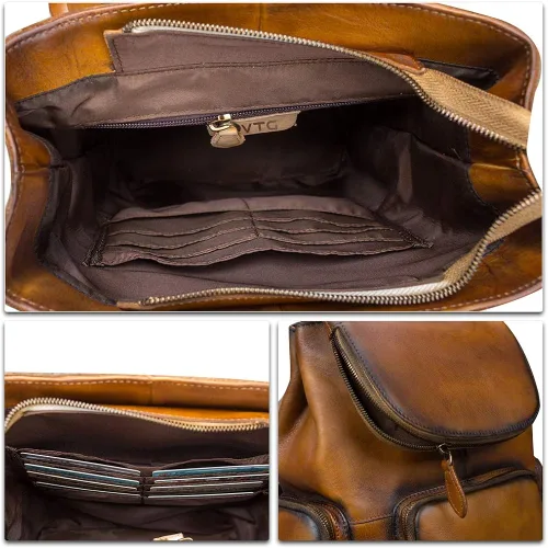 Miniatura 7 de Mochila de cuero para mujer Vintage hecho a mano casual mochila