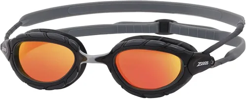 Zoggs Gafas de natación unisex de titanio Predatоr para adultos con junta ultra ajustada y lentes curvos espejados con protección UV antivaho