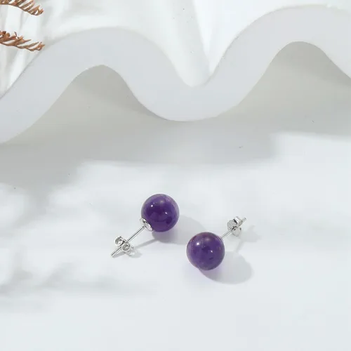 Miniatura 128 de Natural Stone Stud Earrings for Women 8mm Sterling Silver Genuine Gemstone Earrings Handmade Sterling Silver Crystal Stud Earrings for Women