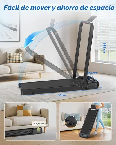 Miniatura 8 de Cardirun - Caminadora plegable con inclinación, almohadilla compacta para caminar con barra de seguridad, caminadora de 3.0HP silenciosa para usar