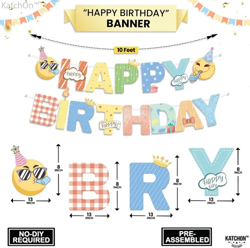 Miniatura 2 de KatchOn, Cartel grande de feliz cumpleaños pastel – 10 pies Cartel de feliz cumpleaños pre-encordado Guirnalda para decoraciones de cumpleaños