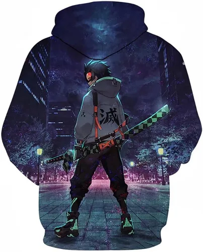 Miniatura 2 de AONUOWE Sudadera con capucha Slayer Kimetsu no Yaiba con estampado 3D de anime con capucha para hombres y mujeres