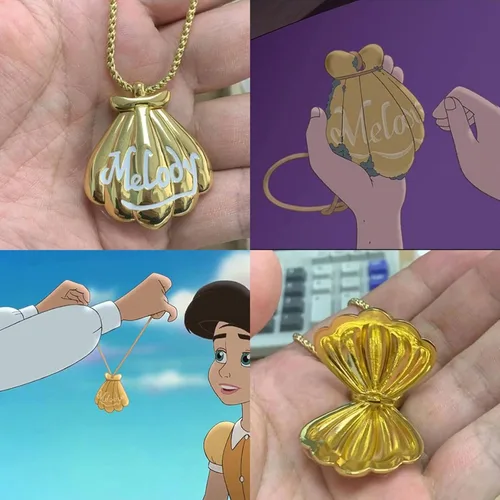 Miniatura 2 de Collar de sirena con 2 melodías, collar con medallón de melodía, joyería de concha para niñas y niños, Zinc, No es una piedra preciosa