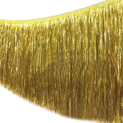 Miniatura 11 de Borde de flecos de oropel iridiscente, 10 yardas × 6 pulgadas de ancho con borlas holográficas para vestido de baile latino, decoración de fiesta