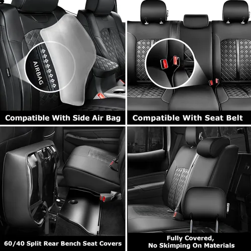 Miniatura 6 de Carlimeki Fundas de asiento personalizadas para Tacoma 2005 2006 2007 2008 2009 2010 2011 2012 2013 2014 2015 Crew Cab 2ª Gen Tacoma Base