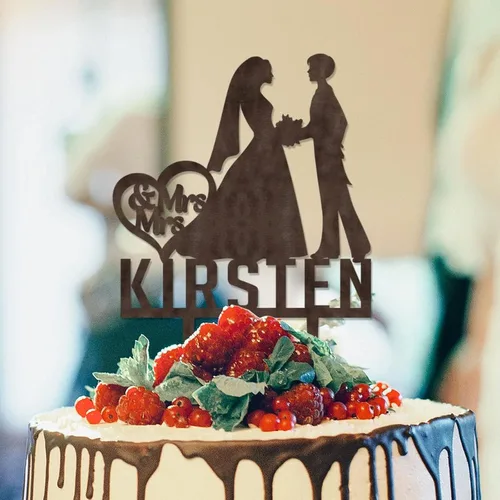 Miniatura 14 de Decoración para tarta de boda con silueta lesbiana del mismo sexo, decoración para tartas de compromiso para ella y ella, decoración para tartas