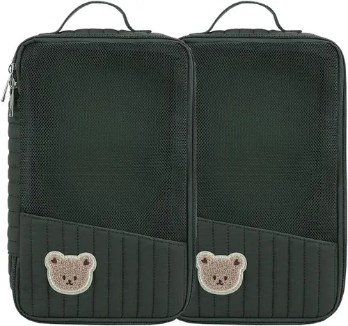 Miniatura 16 de Bolsas organizadoras para pañales para bebé, paquete de 2 bolsas impermeables para colgar pañales, bolsa de malla de oso de conejo, reutilizable