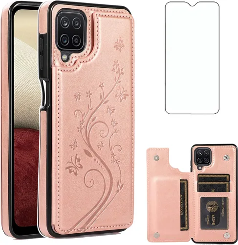 Miniatura 10 de Asuwish Funda de teléfono para Samsung Galaxy A12 con protector de pantalla de vidrio templado, tarjetero con soporte para tarjetero, soporte