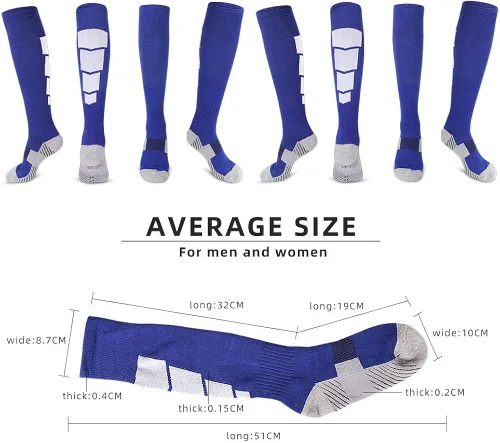Miniatura 7 de 3 pares de calcetines de fútbol calcetines deportivos hasta la rodilla calcetines deportivos de compresión para hombres y mujeres para correr