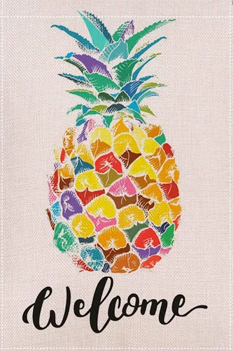 Bandera de bienvenida con diseño de piña de 28 x 40 pulgadas, para primavera y verano, de doble cara, para decoración de patio de granja de temporada