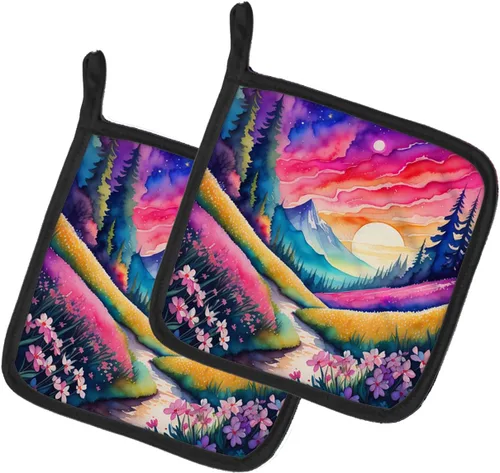 Miniatura 11 de Caroline's Treasures Juego de soportes para ollas de cocina coloridos de Asters, resistentes al calor, almohadillas calientes para cocinar, hornear