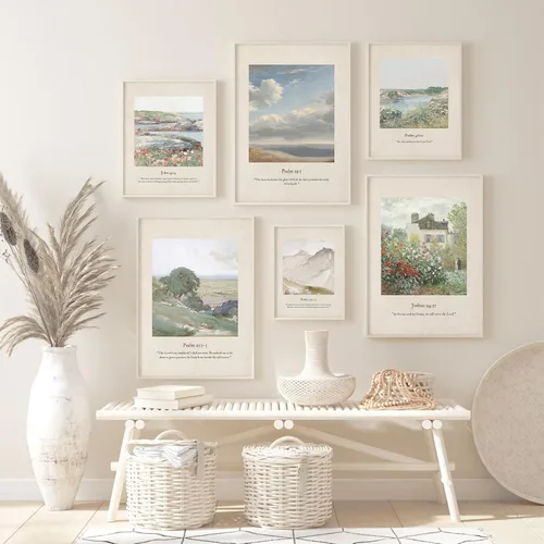 Miniatura 19 de Decoración de pared de montaña neutral Arte de pared de set de 3 lienzos de bosque Arte de pared de paisajes Arte de pared moderno Cuadros