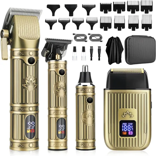 Saoilli Cortadora de pelo profesional para hombres, kit de recortadora de barba, juego de cortaúñas y recortadoras inalámbricas, afeitadoras