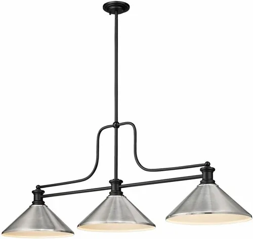 Miniatura 2 de Z - Lite Melange - Billar de 3 luces con pantalla - 21 pulgadas de alto y 14 pulgadas de ancho - Color de sombra de níquel cepillado