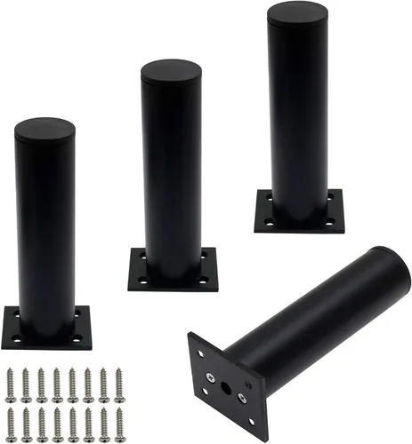 Miniatura 28 de Juego de 4 patas para muebles de 4 pulgadas, patas ajustables de aleación de aluminio, patas redondas de metal para sofá, patas ajustables