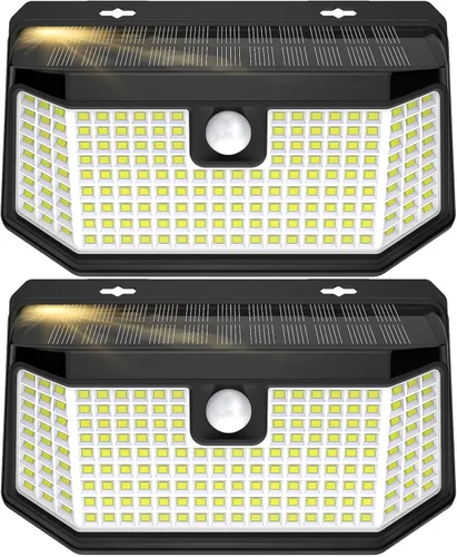 Miniatura 10 de Aootek Luces solares para exteriores, 182 LED, 2500 lúmenes, luz solar con sensor de movimiento, IP65, impermeable, gran angular, para patio