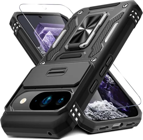 Miniatura 33 de DEERLAMN Funda para Google Pixel 8 con cubierta deslizante para cámara + protector de pantalla (1 paquete), soporte de anillo giratorio grado