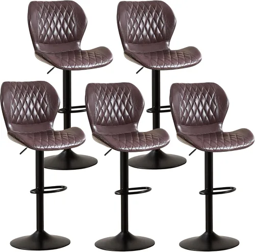 Miniatura 33 de Taburetes de bar modernos, taburetes de bar giratorios con respaldo alto, taburetes de bar de tela ajustables para sillas de isla de cocina