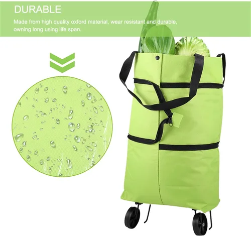 Miniatura 5 de Carrito de compras plegable 2 en 1 2023, bolsa de compras plegable portátil con ruedas, bolsa de compras ligera impermeable con ruedas, bolsa de Azul