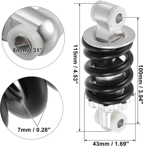 Miniatura 3 de X AUTOHAUX Amortiguador trasero de 100mm 340,194 kg Amortiguador de impacto trasero para scooter de gas, bicicleta eléctrica, bicicleta de tierra