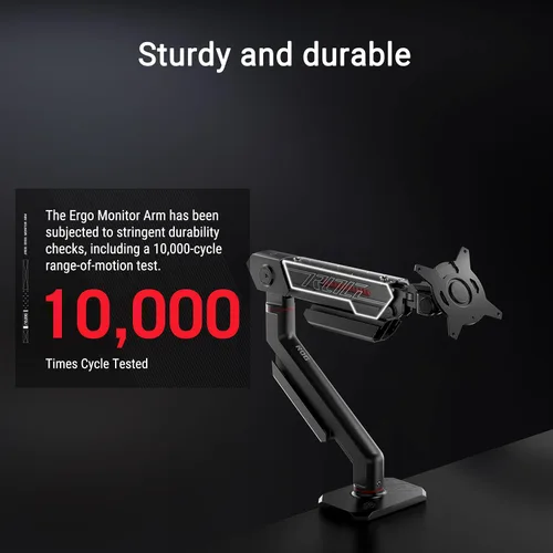 Miniatura 10 de ASUS ROG Ergo Monitor Arm (AAS01) - Montaje de monitor con gestión de cables, ergonómico, pivote, giro, altura totalmente ajustable, configuración