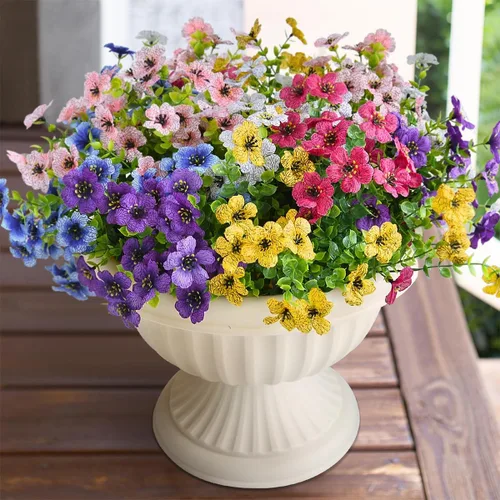 Miniatura 8 de 16 paquetes de flores artificiales para exteriores, resistentes a los rayos UV, plantas de boj falsas, vegetación sintética para interiores