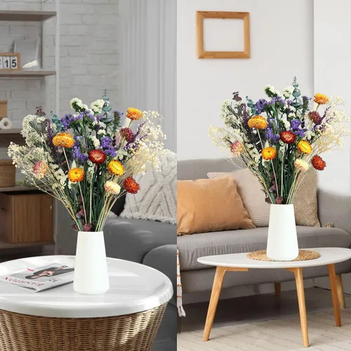 Miniatura 5 de Ramo de flores secas naturales, arreglos florales DIY de 17" con eucalipto, flor de paja y lavanda, decoraciones rústicas bohemias para centros