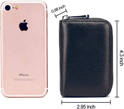 Miniatura 5 de EASTNIGHTS Cartera de cuero genuino para tarjetas de crédito RFID con cremallera