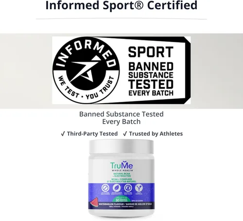 Miniatura 3 de TruMe - Polvo natural BCAA con electrolitos - Suplemento vegano después del entrenamiento - Sandía agria - Polvo de electrolitos potente sin azúcar
