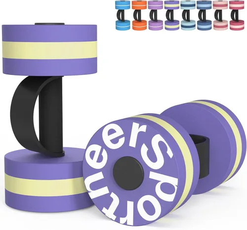 Miniatura 11 de Sportneer Pesas de Agua Mancuernas de Ejercicio Acuático Mancuernas de Agua Aeróbicos Entrenamientos Juego de 2 Pesas de Piscina de Espuma EVA Juego